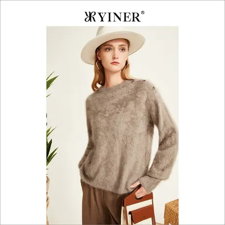 YINER音儿女装冬季通勤设计感打底纯羊绒针织衫套头商品大图