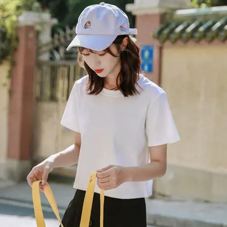 2023年春夏季新款女装别致上衣潮设计感小众短款薄款白色短袖t恤图片