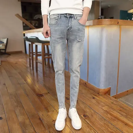 2023新款潮牌牛仔裤小脚痞帅束脚裤潮流百搭男裤春秋季裤子休闲裤商品大图