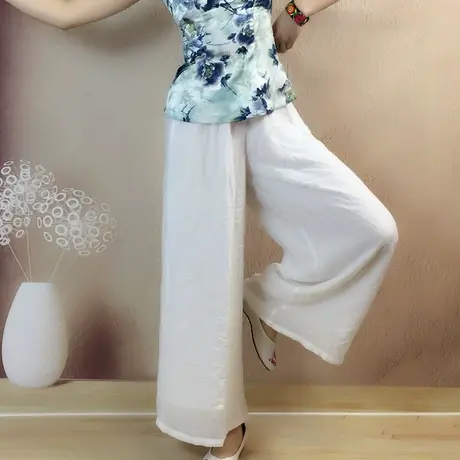 傲雪屋中国风复古宽松阔腿棉麻裤女休闲瑜伽茶艺双层长裤百搭秋图片