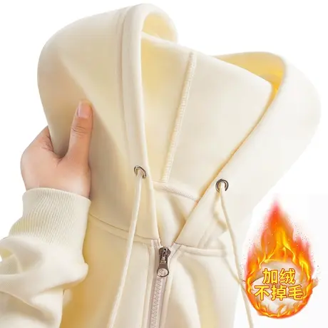 秋冬外套女加绒加厚开衫上衣冬季2023年新款女装连帽小个子冬装厚商品大图