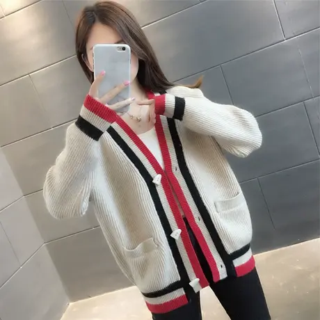 2023春装新款女士针织开衫宽松爆款毛衣外套秋冬软糯温柔外搭洋气图片