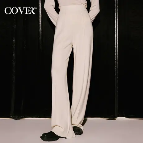 COVER冬季松紧腰直筒斜插袋羊毛针织裤图片