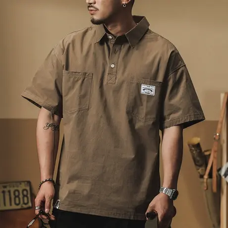 舒适夏季薄款纯棉男士polo衫宽松潮流翻领大码男装时尚休闲百搭商品大图