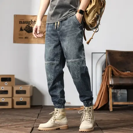 潮流百搭直筒男士牛仔裤复古水洗流行大码宽松舒适时尚休闲裤子商品大图