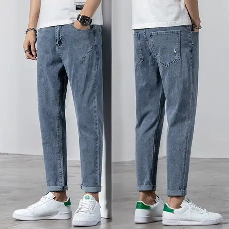 高端蓝色广州新塘镇牛仔裤男士直筒宽松休闲男裤子夏季薄款春秋款商品大图