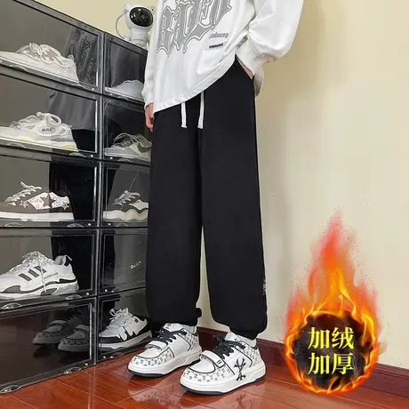 男士休闲裤春秋潮流束脚潮牌高街长裤子冬季加绒运动工装卫裤男生商品大图