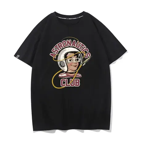 星际牛仔探索科幻创意太空宇航员纯棉男士短袖潮流体恤宽松半袖潮商品大图