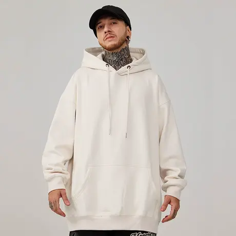 2025帽衫纯色宽松加绒加肥加大连帽卫衣男大码男装打底衫初春款季图片