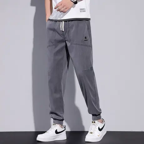 夏季薄款男士宽松直筒休闲裤子2023潮牌百搭潮流运动冰丝速干长裤商品大图