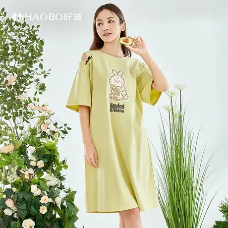 好波睡衣夏季薄款家居服大码宽松睡裙短袖韩版可爱睡衣女HJZ2332图片