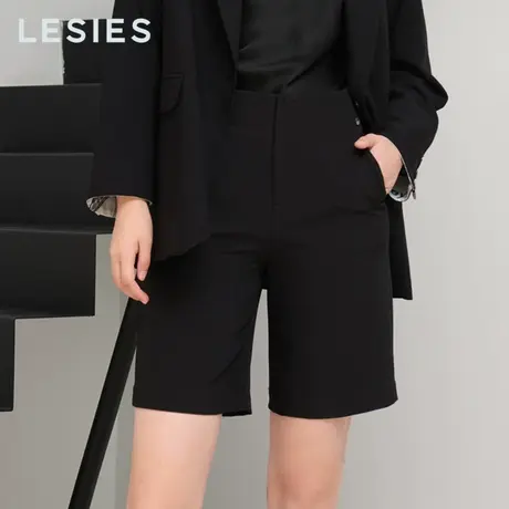 LESIES蓝色倾情春秋女装线下专柜商场同款织带装饰OL双口袋中裤商品大图