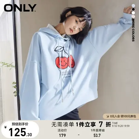 【买5免1】ONLY奥莱夏季时尚潮流可爱樱桃刺绣贴布休闲连帽宽松卫商品大图