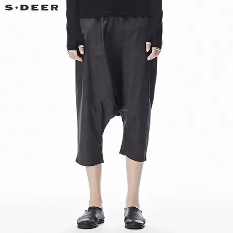 sdeer圣迪奥2019春装时尚街头胯裆磨白贴布休闲九分裤子S17380848商品大图