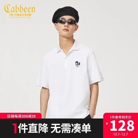 卡宾男装2023字母印花polo衫潮流人物印花纯棉短袖街头休闲图片