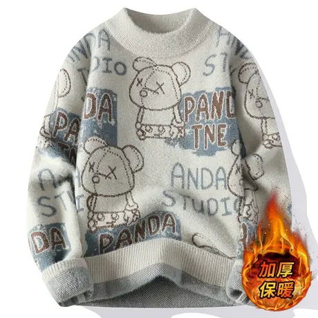 男士毛衣2023新款秋冬慵懒风复古针织衫青少年潮流百搭休闲线衣服商品大图