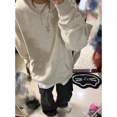 春秋冬季连帽卫衣女2024年新款百搭韩版宽松慵懒上衣外套ins潮牌商品大图