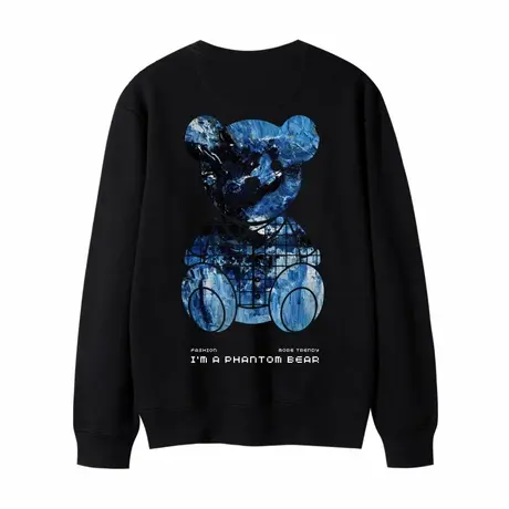 卫衣女2023新款宽松韩版圆领纯棉长袖潮牌小熊情侣装学生班服定制商品大图