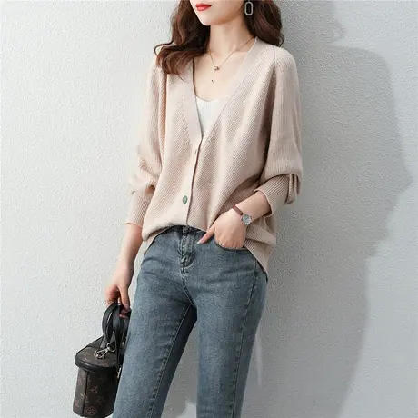 早秋短外套女薄款春秋2023年新款韩版宽松毛衣时尚百搭针织开衫潮图片