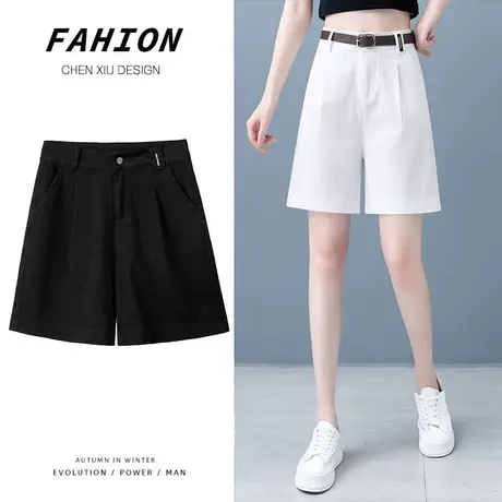 短裤女秋季阔腿工装裤2023新款高腰百塔宽松五分裤垂感休闲裤子商品大图