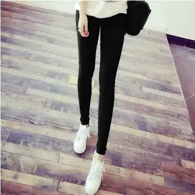 高腰打底裤外穿薄款夏弹力黑色9分小脚裤女秋季长裤学生紧身铅笔图片