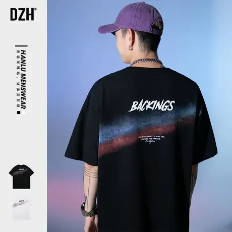 男生黑色短袖t恤男潮牌夏季男款纯棉男装2023衣服上衣体恤衫夏装商品大图