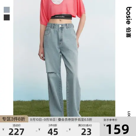 bosie2023年秋季新款牛仔裤男情侣基础款水洗休闲百搭牛仔长裤子商品大图