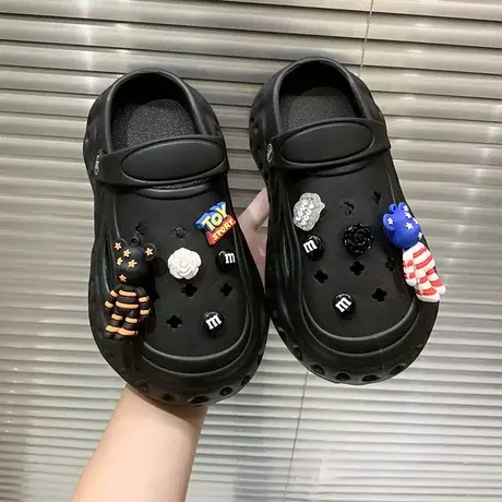 洞洞鞋女夏新款卡通外穿软底包头拖防滑时尚厚底踩屎感沙滩凉拖商品大图