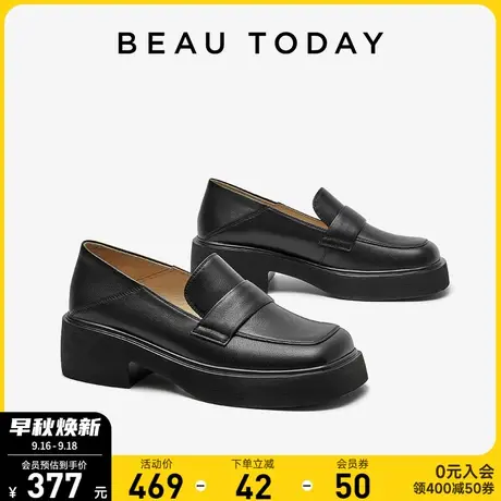 BeauToday小皮鞋女秋季BT黑色鞋子单鞋秋季女平底不累脚女鞋软底商品大图