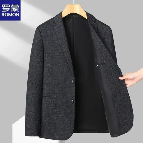 罗蒙西装外套男春秋款2024新款中年男士休闲时尚单西爸爸春季西服图片