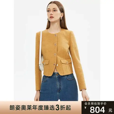朗姿法式小香风羊毛修身短款高级感别致小众上衣秋季新款短外套女图片