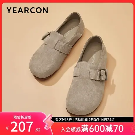 意尔康女鞋春秋季休闲平底复古勃肯鞋单鞋乐福鞋懒人鞋豆豆鞋图片