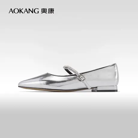 奥康女鞋 2023秋季新款时尚尖头法式玛丽珍单鞋低跟一字扣女鞋商品大图