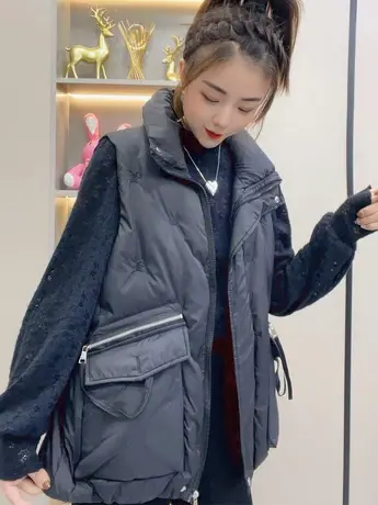 时尚气质羽绒棉马甲女2023秋冬新款韩版修身百搭洋气减龄坎肩外套商品大图