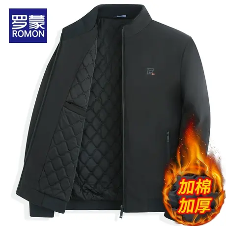 罗蒙加棉夹克外套男秋冬季2022新款立领中老年爸爸保暖冬装上衣服图片