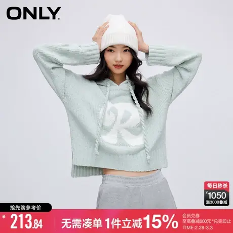 ONLY春秋学院风休闲条纹宽松连帽针织衫女|123425003商品大图