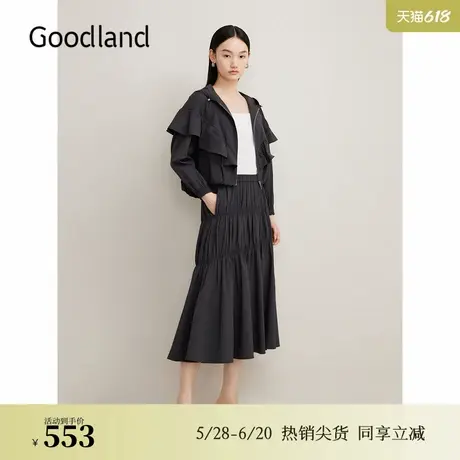 Goodland美地夏季一片式荷叶花边蝙蝠袖短外套图片