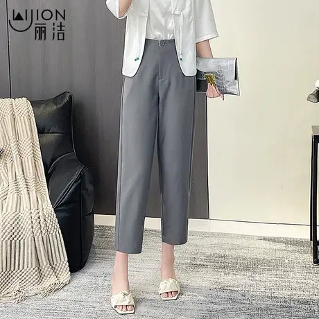 丽洁夏季薄款西装裤女裤子2025新款香蕉哈伦九分休闲女裤黑色灰色图片
