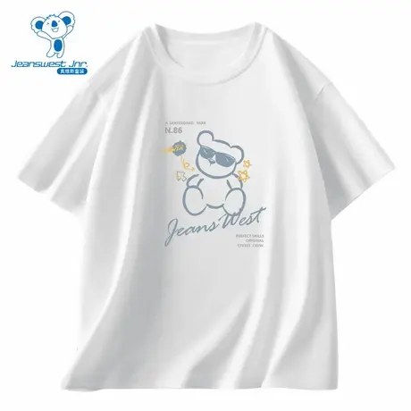 PV真维斯男童2025夏季新款可爱小熊印花圆领T袖中大童圆领短袖衫图片