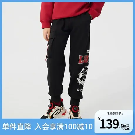 巴拉巴拉2025新款春季男童运动裤休闲中大童束脚时尚儿童黑色裤子商品大图