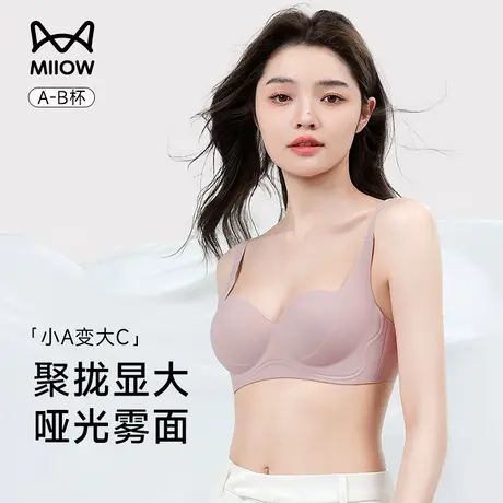 猫人内衣女小胸聚拢半杯显大2025新款加厚上托防下垂无痕圆圆文胸商品大图