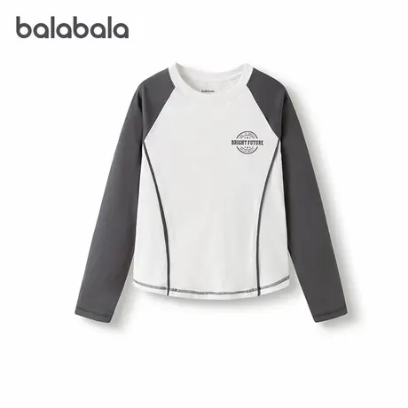 【商场同款】巴拉巴拉童装儿童T恤女童2025春装新款长袖上衣拼色图片