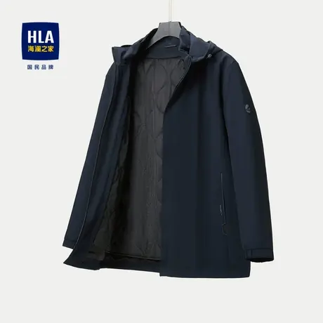 HLA/海澜之家可脱卸帽夹克23秋冬拉链装饰羊毛聚能棉休闲外套男图片