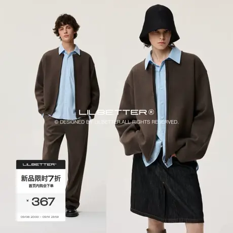 Lilbetter老钱风美拉德绵羊毛开衫2025秋季高密针织圆领廓形毛衣图片