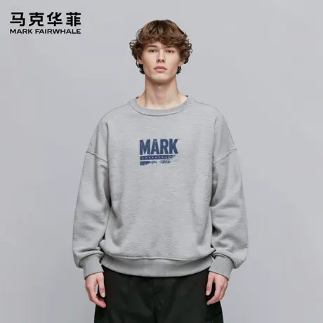 马克华菲 deer 深蓝色字母印花卫衣新款休闲潮流设计感外套男女款图片