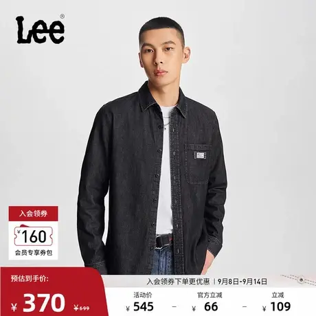 Lee标准版翻领工装风翻领黑色男长袖牛仔衬衫休闲潮LMT009060100商品大图