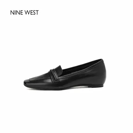 Nine West/玖熙2025英伦风方头真皮乐福鞋女一脚蹬平底超软单鞋商品大图