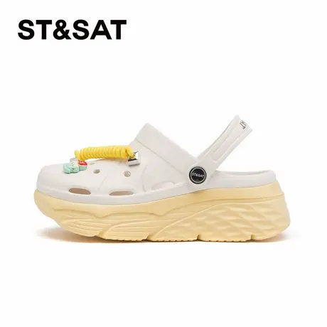 星期六夏季新款女士厚底增高洞洞鞋外穿凉鞋软底沙滩拖鞋透气轻便商品大图