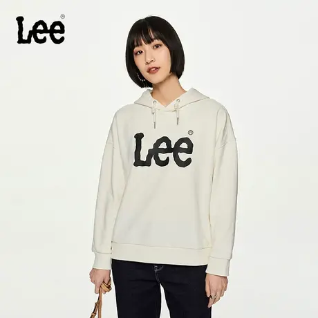 Lee商场同款23秋冬新品Oversize大logo印花女连帽卫衣LWT00671520图片