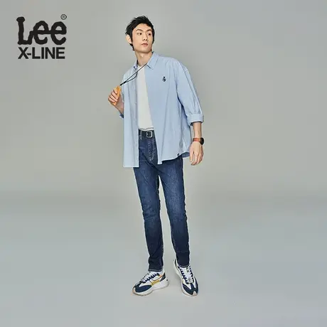 LeeXLINE23新品705中腰锥形中深蓝色男款牛仔长裤日常休闲潮流Y图片